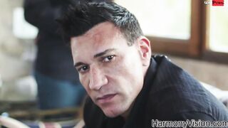Super dark haired pornstar fucks into 3 way