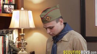 Young skinny scout gets perfect rimming before raw ass fuck