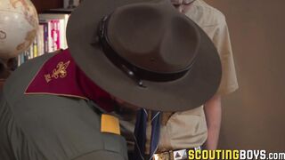 Young skinny scout gets perfect rimming before raw ass fuck