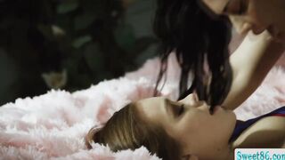 Sexy brunette lesbians intense anal sex