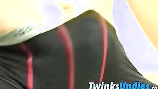 Hung twink Bryce Corbin playing with his cock and underwear