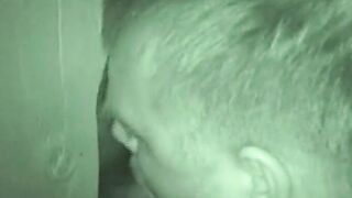 Nasty mature dude Bob sucks a cock in glory hole scene