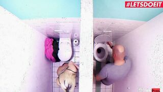 LUSTY HOSTEL - Barely Legal Blonde Fucks Stranger In The Restroom