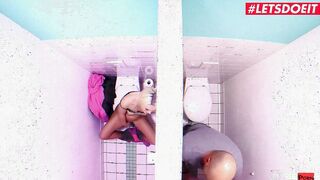 LUSTY HOSTEL - Barely Legal Blonde Fucks Stranger In The Restroom