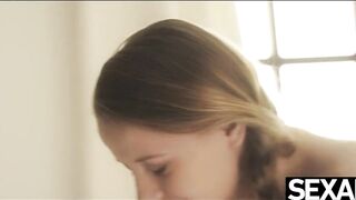 Adorable Hot little blonde riding a long penis to orgasm so eagerly