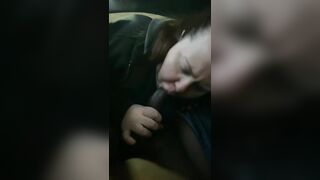 Bbw blows big black cock at vehicle wash