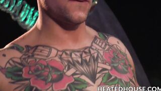 Tattooed ball lickers go down on each other passionately