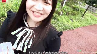 Chubby and cute Madoka Watanabe comes to interview to become a Japanese adult film celeb, she gets nude off her panties