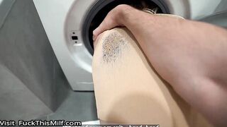 stepson fucked stepmom while she is inside of washing machine - creampie