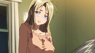 Busty sexy woman helps guy to cum