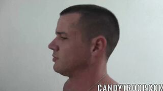 Soldiers get naughty in the shower and start barebacking