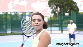 Riding black oily booty after tennis practice
