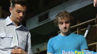Hung daddy gets cum in mouth while drilling young lover