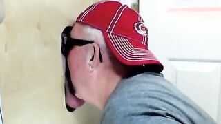 Cock hungry slut sucking delicious cocks in a gloryhole