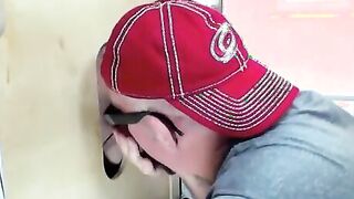 Cock hungry slut sucking delicious cocks in a gloryhole