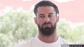 Perverted couple fucked stud shemale