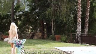 PASSION-HD Blonde Boned With Cum Splash Facial Into Backyard