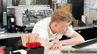 Bored Waitress Syren De Mer Tries To Earn Some Extra Tips By Giving Her Gaping Asshol
