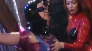 Bound lesbian sub dominated by vintage Mistress and toys