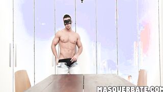 Yummy stud jerks off his hard ramrod for his future boss man