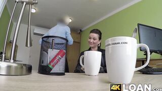 Young lady pounded roughly in office by hung creditor