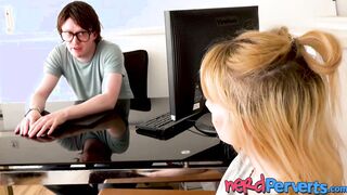 Interviewed teen tricked into sucking nerd dick