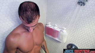Handsome young man pleasured with anal slamming in the gym