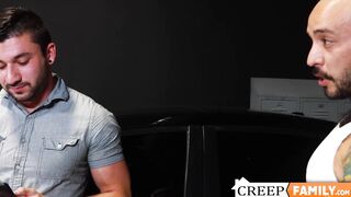 Kinky stepson Scott DeMarc deepthroats thick throbbing cock
