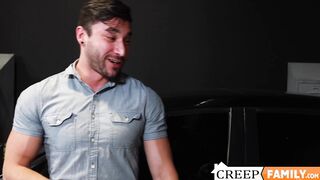 Kinky stepson Scott DeMarc deepthroats thick throbbing cock