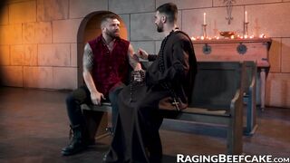 Handsome guy anally fucked by bearded priest after confession