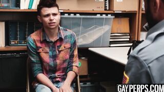 Twink perp caught and barebacked hard by a security officer