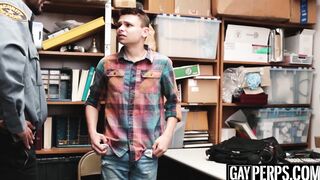 Twink perp caught and barebacked hard by a security officer