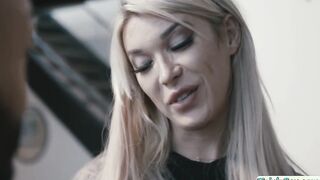 Busty blonde transsexual interracial sex
