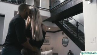 Busty blonde transsexual interracial sex