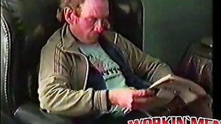 Mature hairy dude Gene jerks his hard prick while home alone