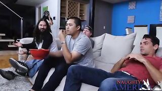 Nicole Aniston fucking in the couch with her hooters