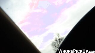 Pretty Euro street babe picked up and fed with cum in POV