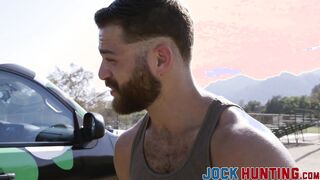 Bearded stud picks up a jock to fuck his tight ass
