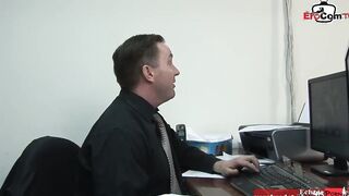 Hairy Latina secretary Barely Legal with small tits in the office
