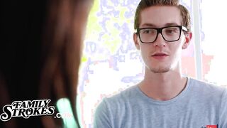Dirty Little Bimbo Aurora Belle Fills Her Mouth With Stepbro