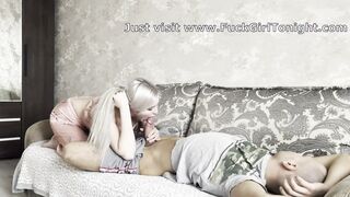 stepbrother doesn't wake up in the morning Stepsister will help with the best blowjob