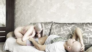stepbrother doesn't wake up in the morning Stepsister will help with the best blowjob