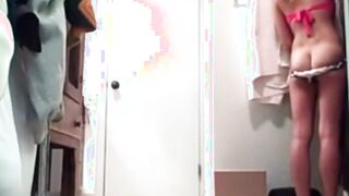 Peeking at my naked slender stepsister