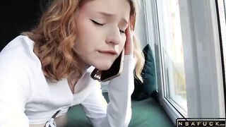 Talking to her Husband Fucking her Stepbrother