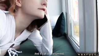 Talking to her Husband Fucking her Stepbrother