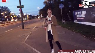 Petite red haired bimbo picked up outdoor for a point of view Screwed