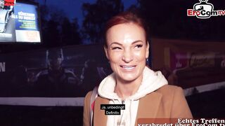 Petite red haired bimbo picked up outdoor for a point of view Screwed