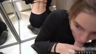 Babe Gets Public Risky Blowjob in Fitti
