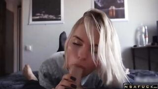 Babe gives Slobbering Deepthroat Blowjob