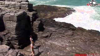 Outdoors lesbo sex with a huge tit blonde and a dark hair bimbo